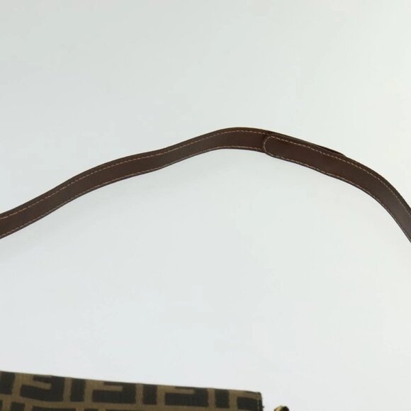 FENDI Zucca Canvas Shoulder Bag Black Brown gold Auth 141634 - Picture 8 of 16